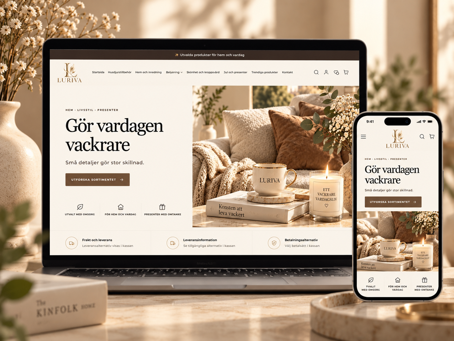 Lurivas uppdaterade Shopify-butik visad på dator och mobil