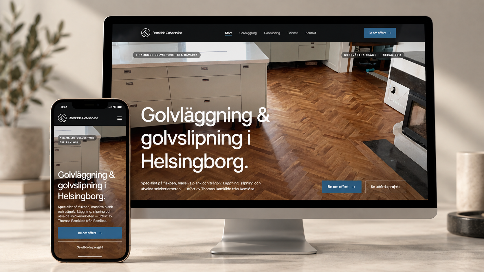 Kundcase Ramkilde Golvservice – ny hemsida skapad av Elido