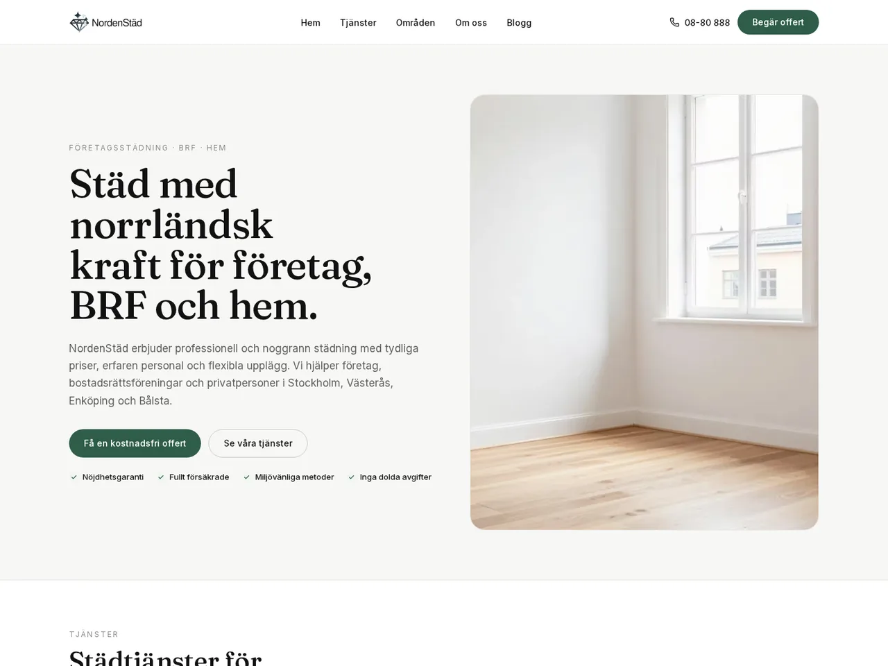 Hemsidan NordenStäd — byggd av Elido